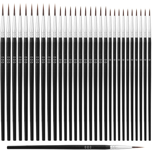 AOZUO 30-Piece Fine Brush Set, 3 Sizes, Micro Detail Paint Brush, Acrylic Brush, Artist Brush Set, Model Making Brush, Set Acrylic Brush, Watercolour Brush Set for Watercolour Acrylic Oil Painting