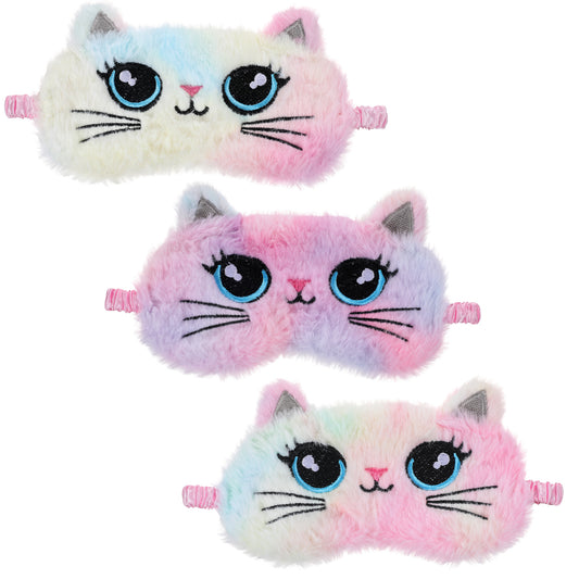 HJZHII 3 Pcs Plush Sleep Mask, Cute Sleeping Eye Mask Soft Animal Sleeping Eye Cover Comfortable Night EyeMasks Inner Satin Eyes Shade Cover for Women Home Travel Nap Sleepings