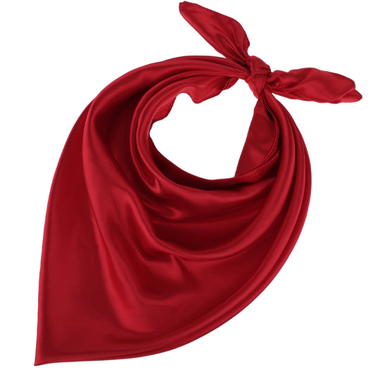 Andibro 35" Large Square Satin Head Scarf, Silk Shiny Solid Color Head Scarves Sleeping Head Wraps for Women Hair Bandana (Wine Red)