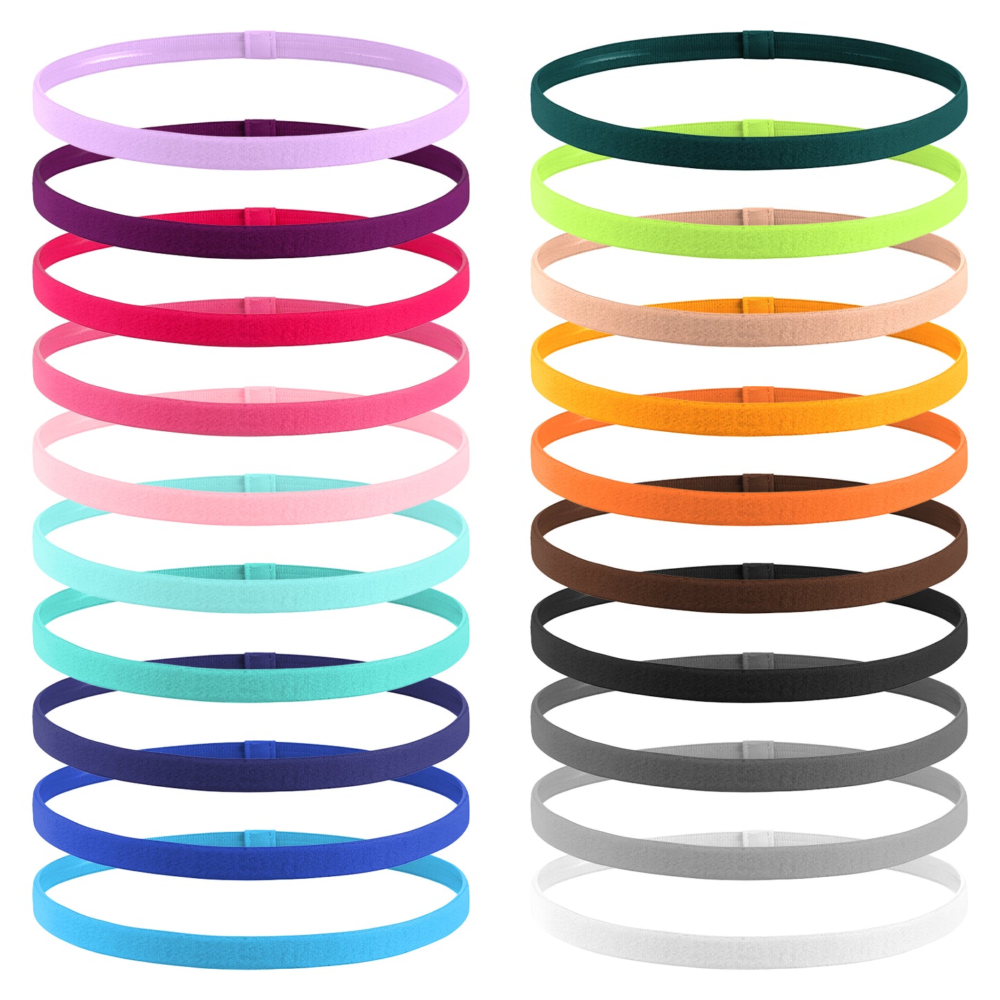 cobee 20 Pcs Coloful Thin Elastic Sport Headband, Non Slip Running Hairband