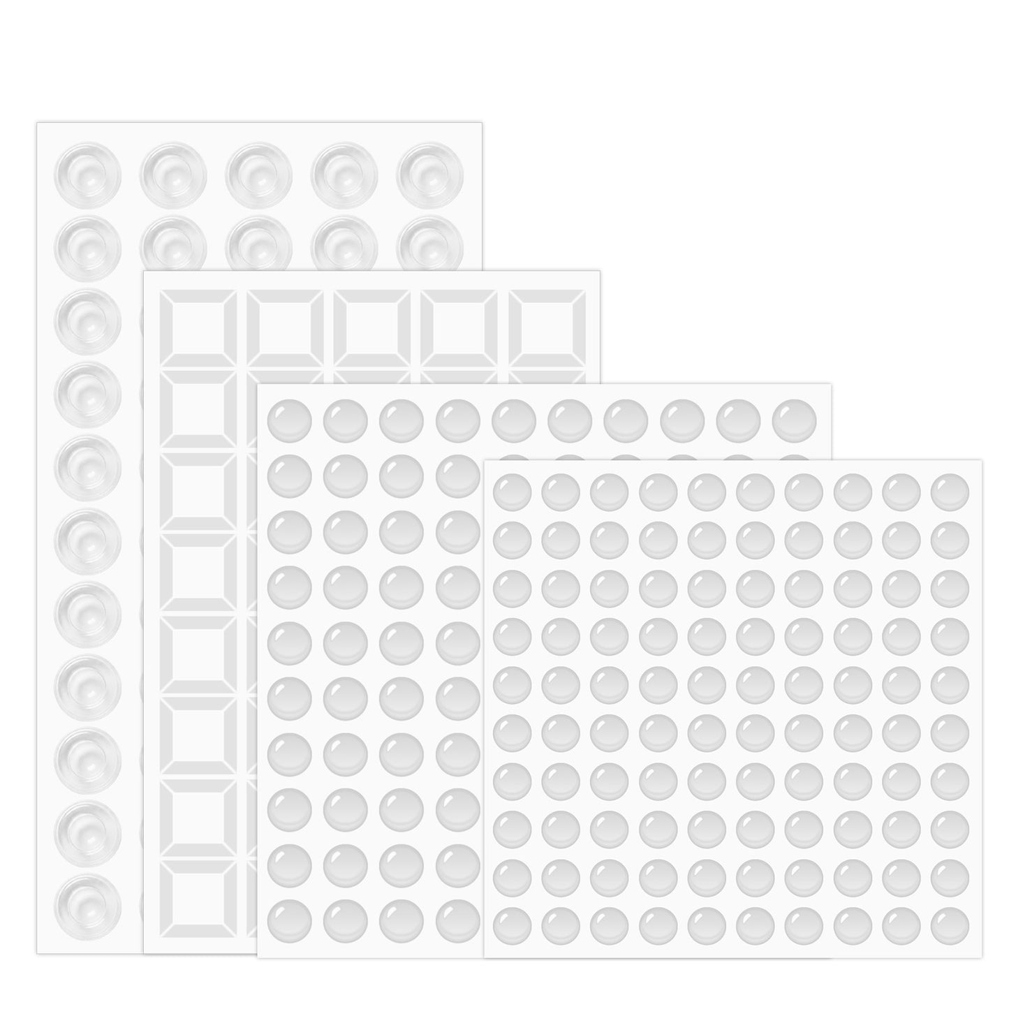 HJZHII 290Pcs Silicone Adhesive Bumper Pads, Clear Silicone Furniture bumper Cabinet Door Bumper Round Spherical Square Rubber Feet Pads for Furniture Drawers Cupboard Cabinet Doors Picture Frames