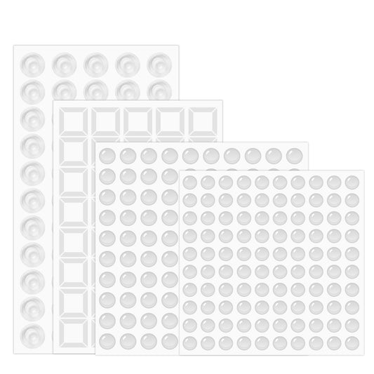 HJZHII 290Pcs Silicone Adhesive Bumper Pads, Clear Silicone Furniture bumper Cabinet Door Bumper Round Spherical Square Rubber Feet Pads for Furniture Drawers Cupboard Cabinet Doors Picture Frames