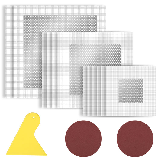 HJZHII 15 Pack Drywall Repair Kit, Aluminum Wall Repair Patch Kit 4/6/8 inch Drywall Hole Repairs Patch Plaster Sheetrock Repairs Patching Kits with Scraper and Sandpaper Dry Wall RepairTool
