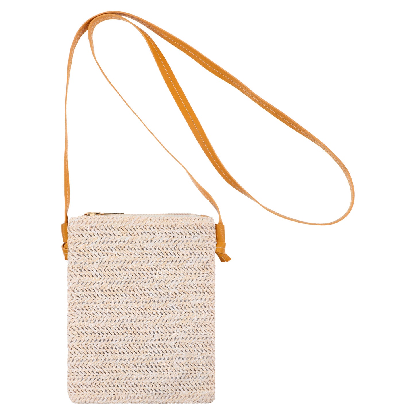 GEEHUA Straw Crossbody Bag, Summer Straw Clutch Purse Beach Shoulder Bag Handbag Wallet Water Carrier Bags for Women Girls(Off-white)