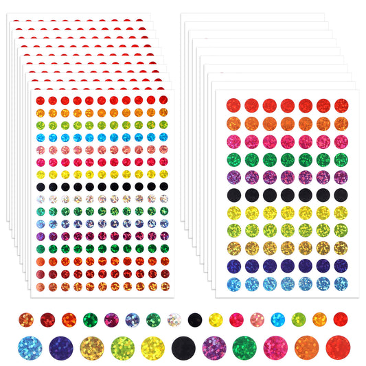 cobee 5060 Pcs Shiny Circle Dot Sticker, Color Coding Labels Laser 16 Colors Dot Sticker, Small Round Stickers 1/4" Planner Stickers for Behavior Chart Classroom Office Home Planner Art DIY