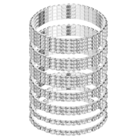TIESOME 7Pcs Rhinestone Stretch Bracelet Rhinestone Bracelet for Women Valentine's Day Gifts Birthday Party Gifts Wedding Jewelry Decorations