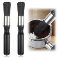 TIESOME 2 Pcs Barista Coffee Machine Cleaning Brush, Durable Cleaning Tool with Ergonomic Handle, Wooden Glue Wax Brush of Espresso Machines and Coffee Grinders (Black)