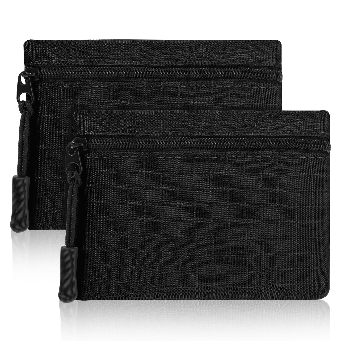 GEEHUA 2 Pack Small Coin Purse, Mini Canvas Change Pouch with Zipper, Portable Coin Bag for Women & Men Compact Money Organizer (Black)