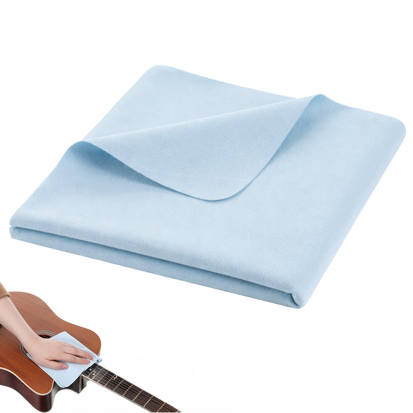 SULIKJHUI 5 Pack Guitar Polish Cloths, 11.8x11.8 Inch Polishing Cloth for Musical Instruments, Ultra-Soft Microfiber Guitar Cleaning Kit, Reusable for Violin, Piano, Clarinet, Trumpet (Blue)