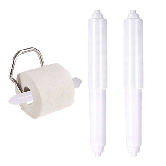 AOZUO 2pcs Toilet Paper Holder Rollers, Toilet Paper Spring Rod Toilet Paper Holder Insert Replacement Rod Spring Loaded Insert Spindle for Bathroom(White)