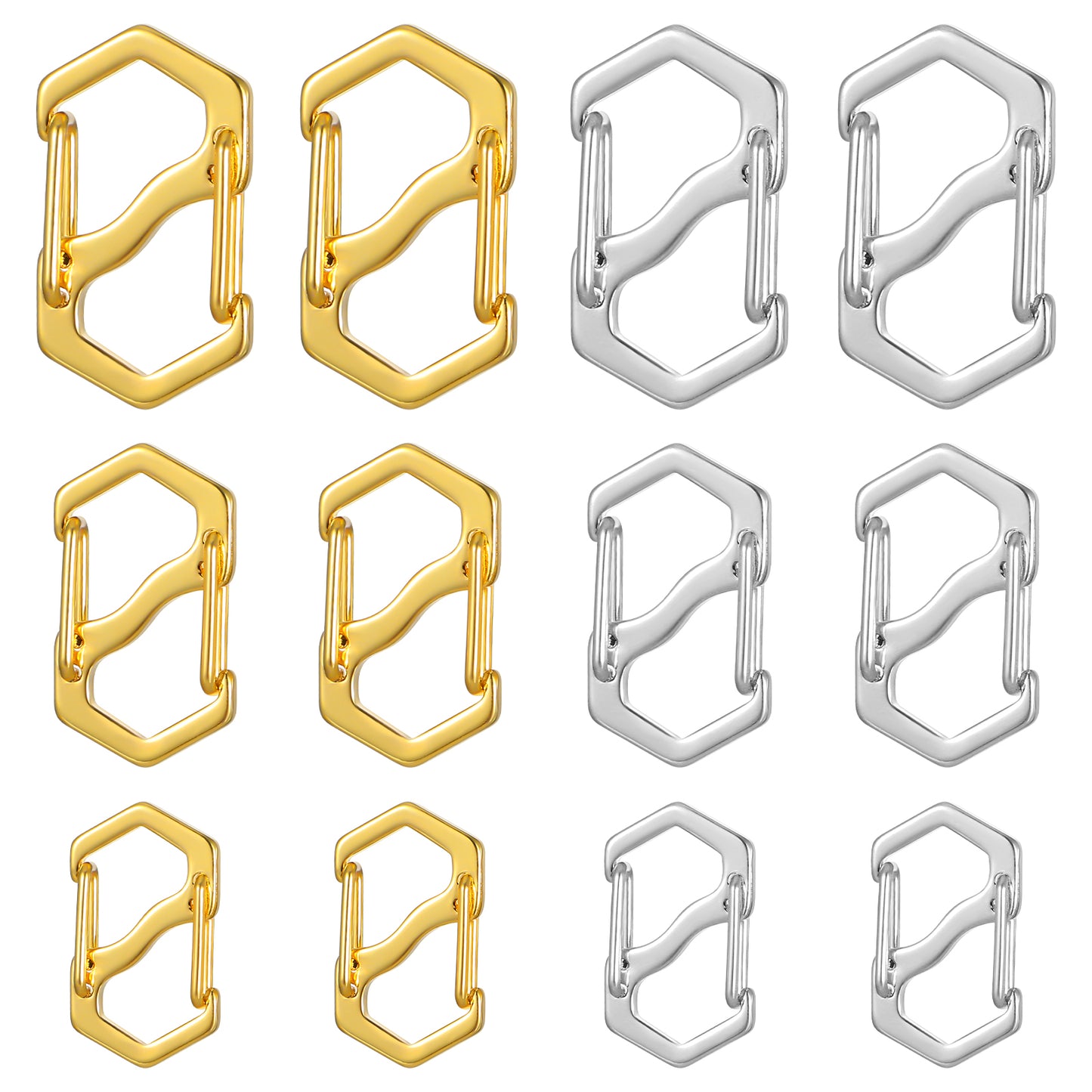 AOZUO 12pcs Double Opening Lobster Clasps, Stainless Steel Necklace Bracelet Shortener Clasps Metal Jewelry Extender Closures Clasps Connector for DIY Jewelry Making and Repairing