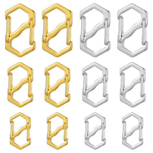 AOZUO 12pcs Double Opening Lobster Clasps, Stainless Steel Necklace Bracelet Shortener Clasps Metal Jewelry Extender Closures Clasps Connector for DIY Jewelry Making and Repairing