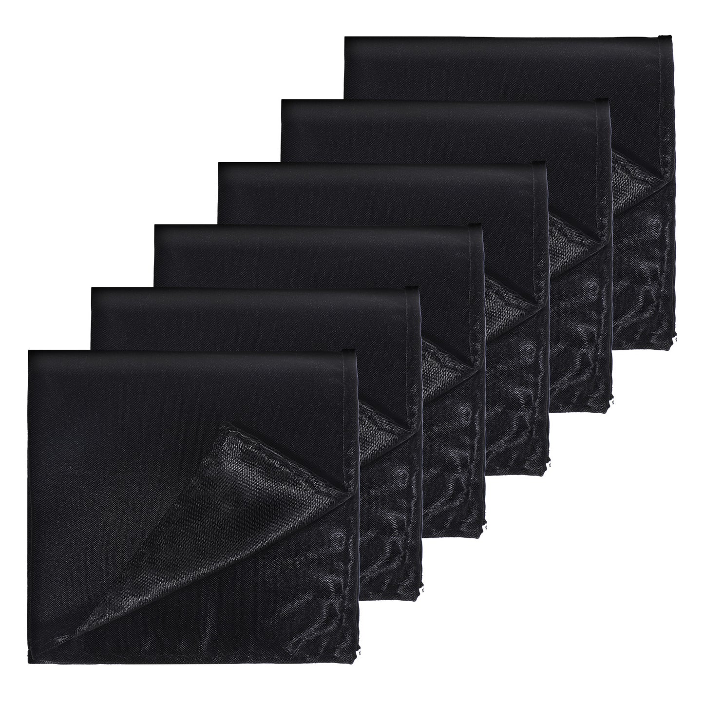 6Pcs Satin Pocket Square for Men, Suit Handkerchief Solid Handkerchief for Men Business Wedding Christmas Gifts(Black)