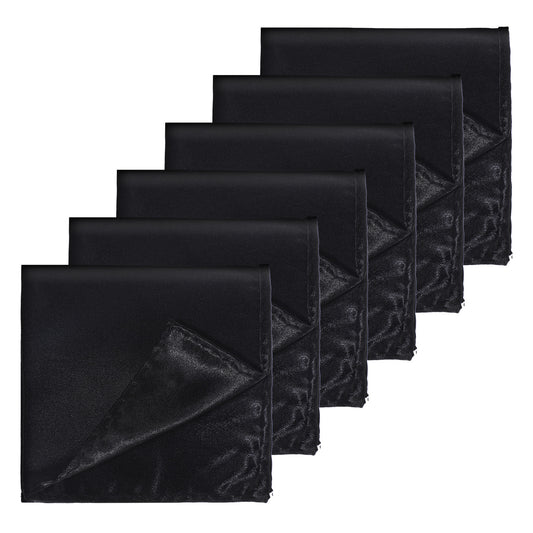 6Pcs Satin Pocket Square for Men, Suit Handkerchief Solid Handkerchief for Men Business Wedding Christmas Gifts(Black)