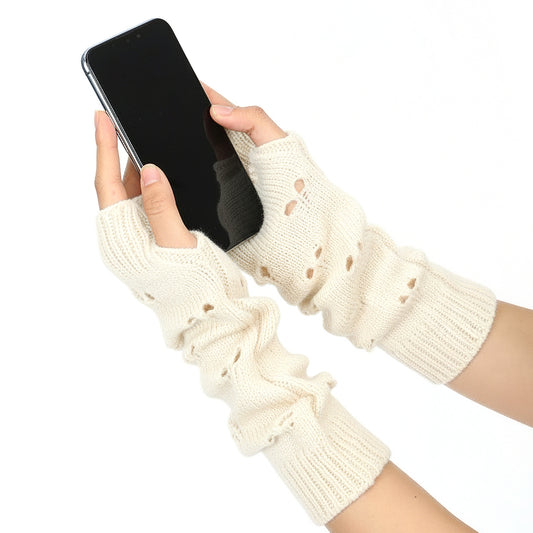 Andibro Y2K Arm Warmers, Goth Punk Style Knitted Fingerless Gloves Thumb Hole Gloves for Women Cosplay Accessories