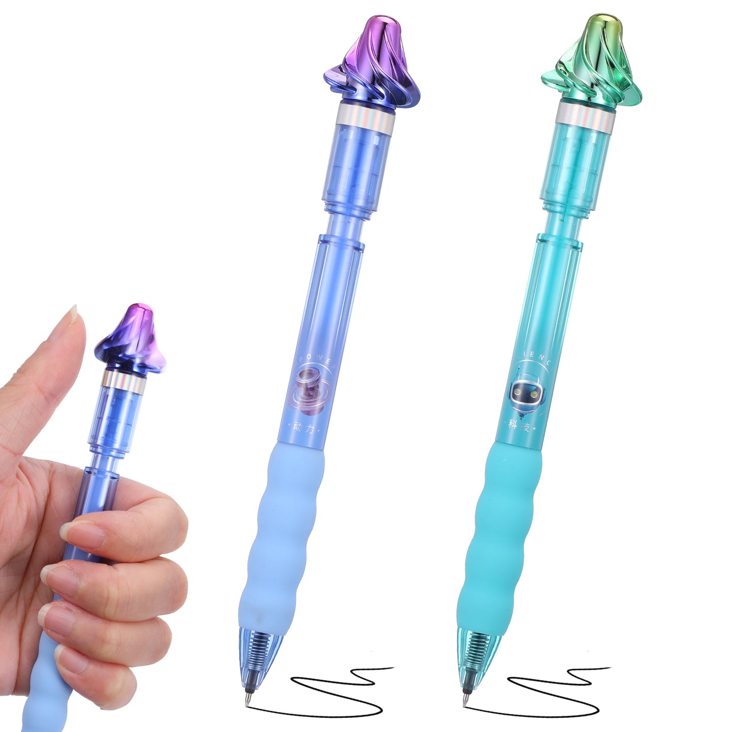 XLIUAX 2 Pcs Fidget Pens, Fidget Gel Pen for Adults, 0.5mm Black Ink Stress Relief Pen Quick Dry Retractable Gel Pens for Writing Instrument Journaling Office School Supplies