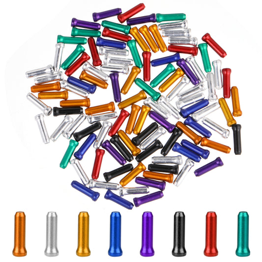 cobee 100 Pcs Bike Cable End Caps, Bike Brake Cable Throttle Rope End Caps, Cable End Connector Bike Cable Guide Bike Parts Crimps for Road Bike Mountain Bike Wire End Cap Shifter Crimp Cable End