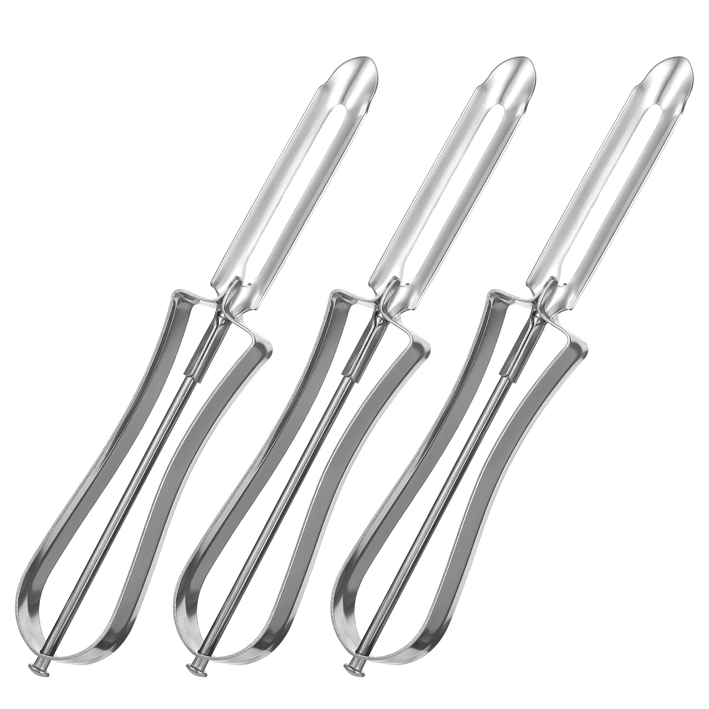 TIESOME 3 Pcs Stainless Steel Vegetable Peeler, Swivel Blade Ergonomic Handle with Potato Eye Remover, Commercial Grade Vegetable Peeler for Potatoes, Carrots, Apples, Dishwasher Safe, Silver