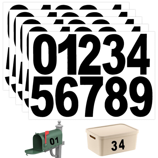 Giantree 5 Sheets of Mailbox Number stickers, 3 Inch Waterproof Vinyl Large Decals Self Adhesive House numbers, for Signs Cars Doors Business Address numbers (Black)