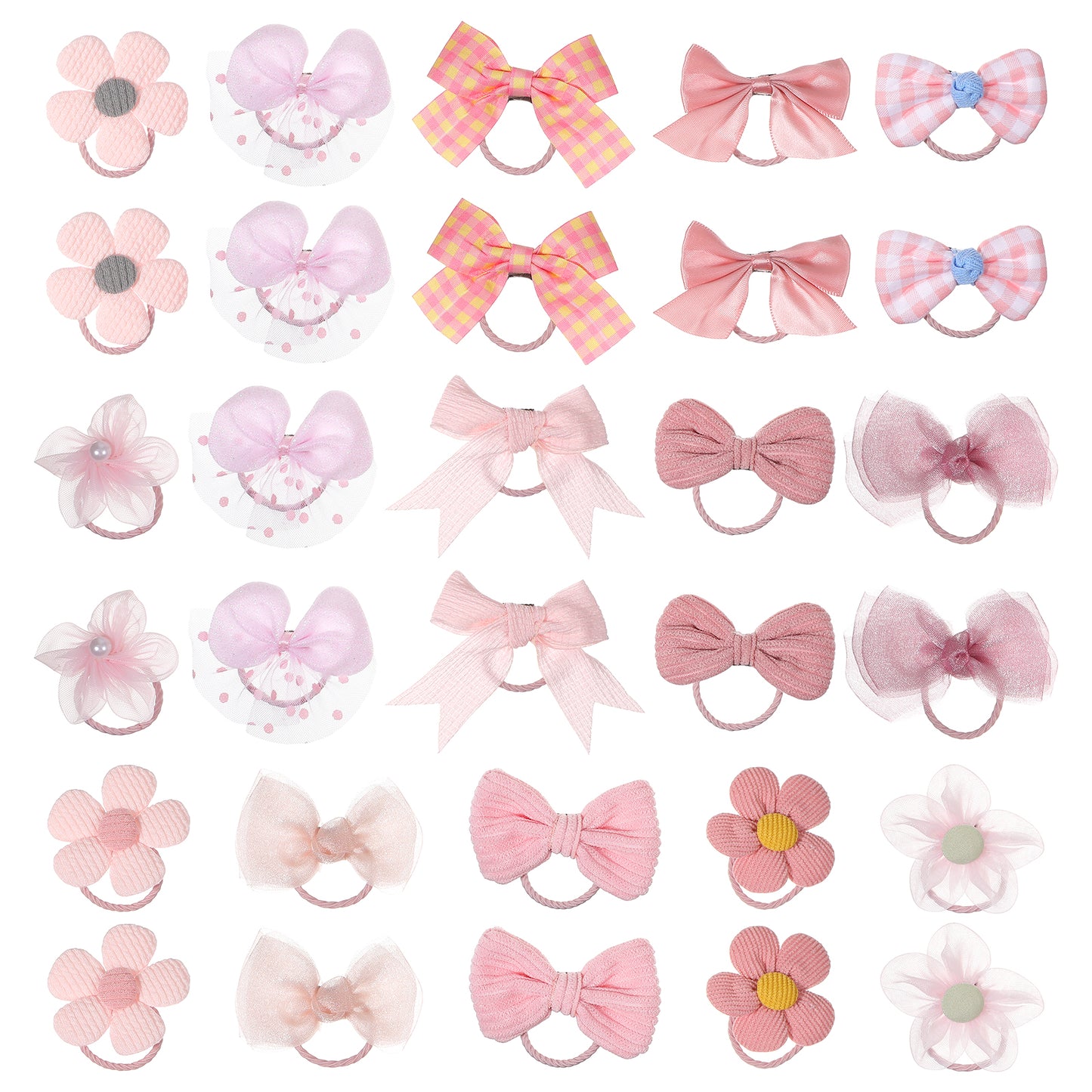 Yuanchu 30Pcs Girls Hair Bobbles, Elastic Ponytail Holders Hair Hairbands