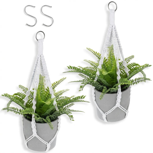 JJUNW Macrame Plant Hangers, Modern Macrame Plant Hanger, Cotton Rope Hanging Planter for Indoor/Outdoor Balcony Home Decor (Planters/Plants Excluded)