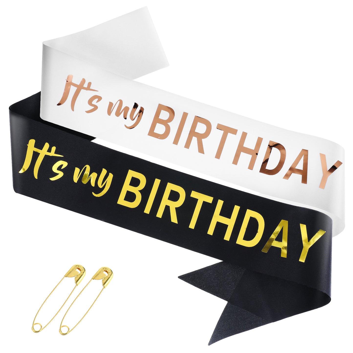 Giantree 2Pcs It's My Birthday Sash, Birthday Sash for Women, Black and White Birthday Sash Happy Birthday, Birthday Girl Sash Birthday Sash for Men Cheers to Birthday Decorations Supplies