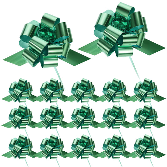Amaxiu 20 Pcs Christmas Pull Bows, 5 Inch Gift Bows With Ribbon Green Large Bows for Gifts Gift Wrapping Supplies Present Bow Gift Bow for Christmas Decor Xmas Wedding Gift Baskets Gift Box(Green)