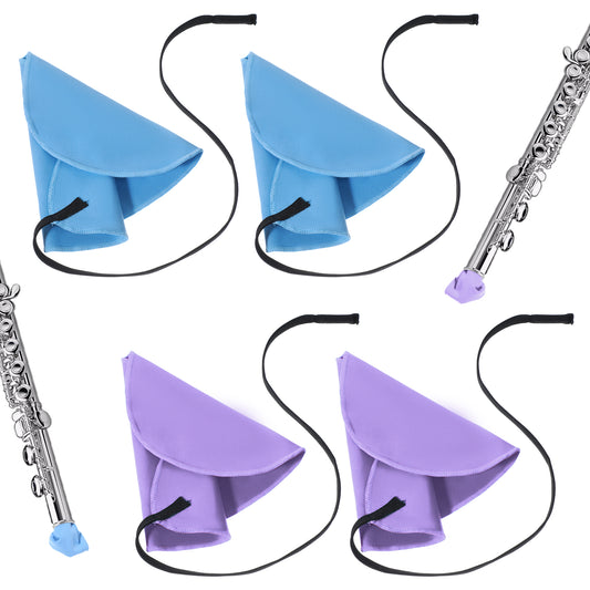 cobee 4 Pcs Clarinet Swab Clarinet Cleaning Cloth, Blue and Purple Clarinet Cleaner Flute Cleaning Cloth, Clarinet Cleaning Cloth with String for Clarinet Piccolo Flute Saxophone