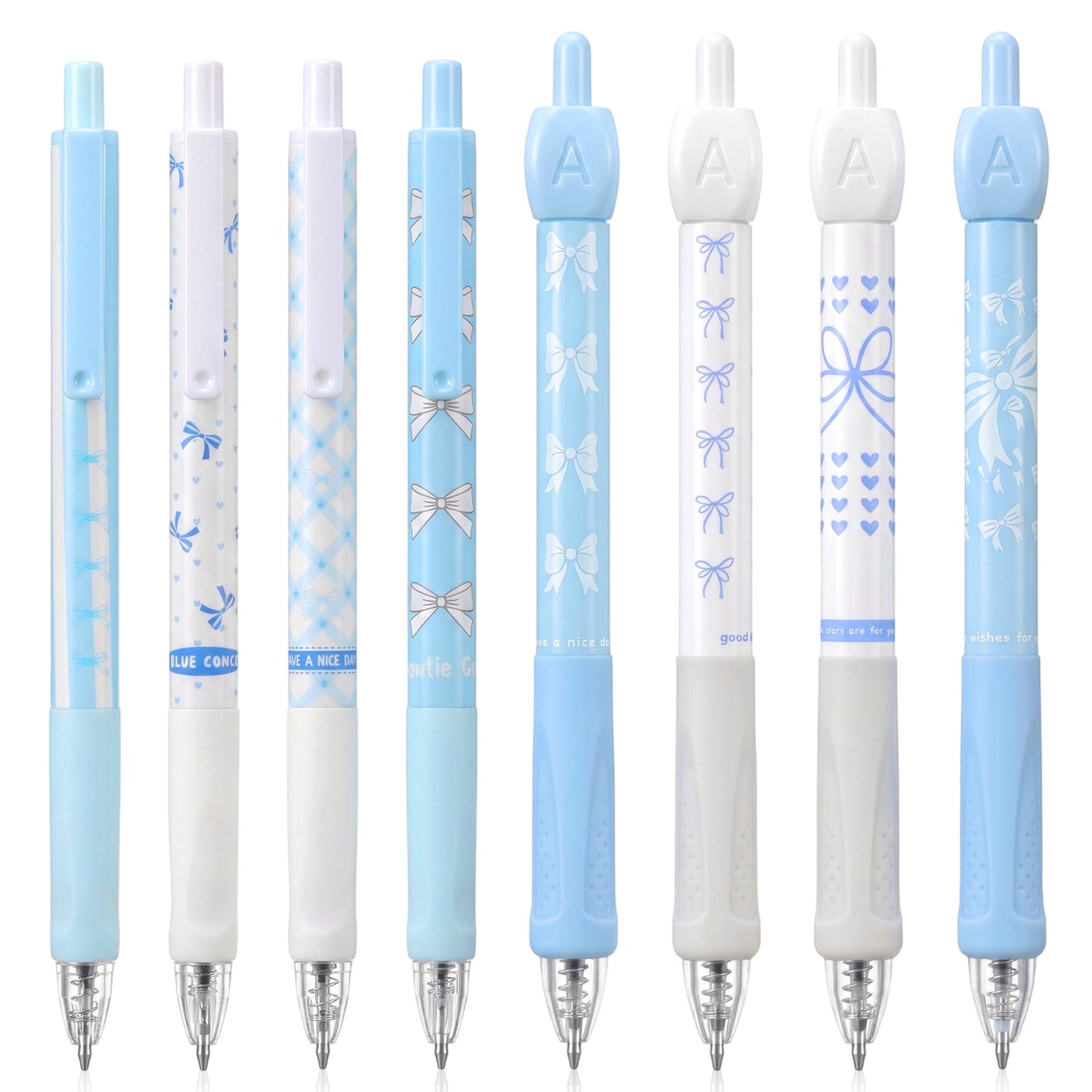 Andibro 8 Pcs Cute Bow Retractable Gel Pens, 0.5mm Fine Point Black Ink Smooth Writing Pen for Women Girls Office School Supplies Journaling