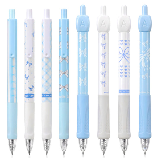 Andibro 8 Pcs Cute Bow Retractable Gel Pens, 0.5mm Fine Point Black Ink Smooth Writing Pen for Women Girls Office School Supplies Journaling