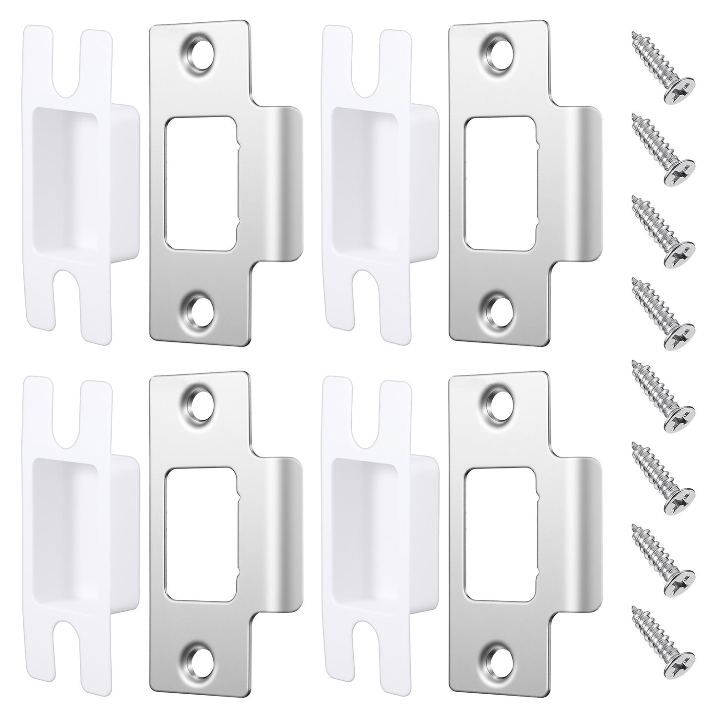 YUXMU 4 Pcs Door Strike Plate, Door Latch Plate with Matching Screws Lock Strike Plates Replacement Latch Deadbolt Reinforcement Kit for Doors Frame Internal Doors