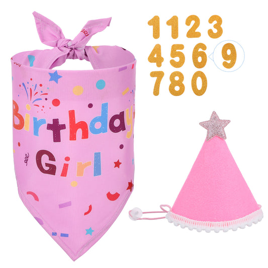 Andibro Dog Birthday Decorations, Birthday Dog Bandana Hat with Numbers Dogs Birthday Party Supplies for Small Medium Large Dogs