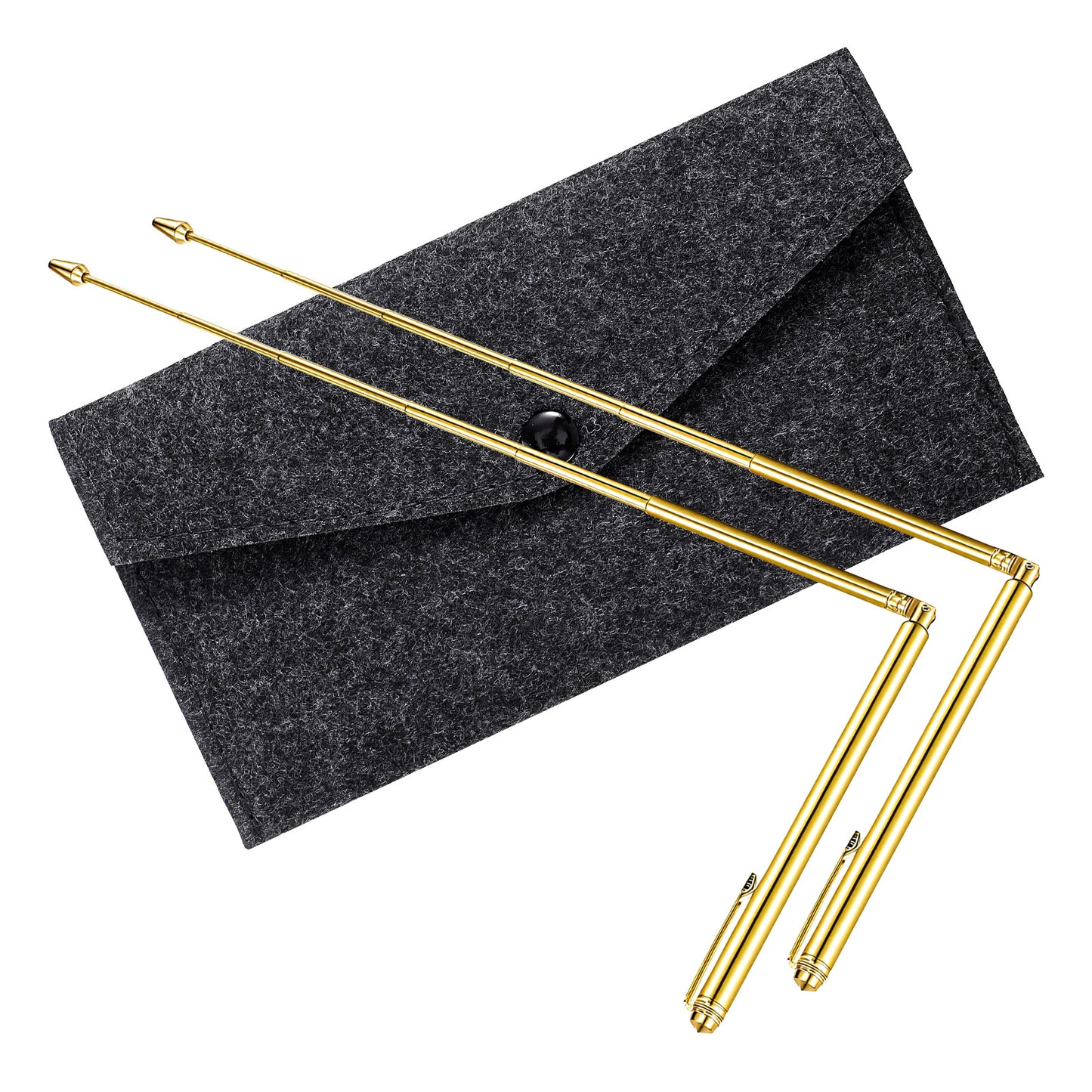 Amaxiu 2 Pcs Dowsing Rods, Brass Divining Rod with Storage Bag Witching Rods Shape L Rod for Ghost Hunting Water Finding Gold Detection Lost Items