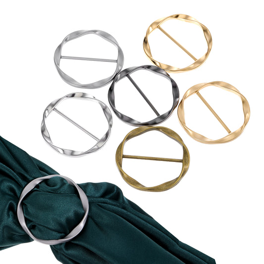 IANFAN 6 Pcs T-Shirt Tie Clips, Scarf Ring Clip with Round Buckles Fashion Metal Round Shirt Cinch Clip for Sweater Dress Shawl Shirt