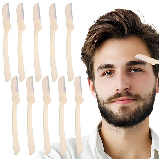 Andibro 10Pack Folding Eyebrow Razors,Dermaplane Razor for Men, Multi-Function Facial Shaver Practical Hair Remover Blade Foldable Peach Fuzz Removal Dermaplaner to Exfoliate & Refresh the Skin(White)