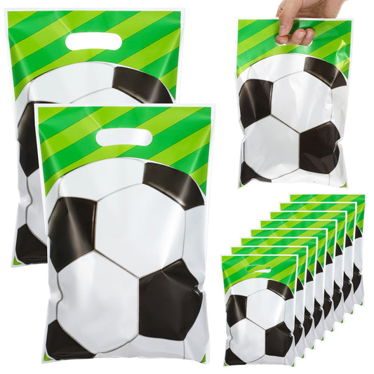 HJZHII 50 Pcs Soccer Gift Bags, Plastic Soccer Goodie Bags for Snack Treat Candy Soccers Party Favor Bag for Theme Birthday Party Games Sports Events Supplies Football Pouch