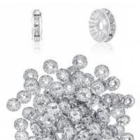 LIQWEI 100Pcs Large Hole Spacer Beads, Rhinestone Large Hole Bead, Larges Holes Beads for Jewelry Making Rondelle Beaded, Glitter Bead for DIY Jewelry Making Beadable Pens Craft Supplies