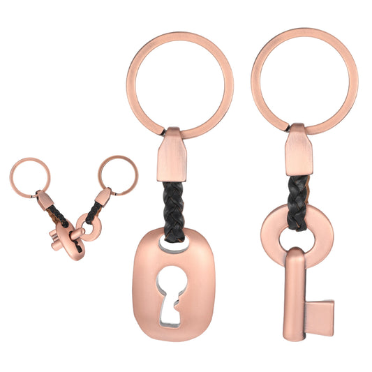 Jeffdad 2PCS Bronze Couple Keyrings, Romantic Couples Gifts for Him and Her Wedding Gifts Valentine’s Day Creative Keychains Gift