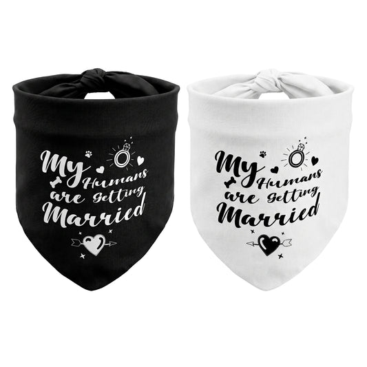 JJUNW 2 Pcs My Humans Are Getting Married Dog Bandanas, Engagement Gifts Dog Engagement Party Supplies, Dogs Wedding Outfit Wedding Stuff Decorations Bandanas