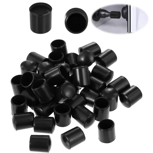 cobee 40 Pcs Door Stop Rubber Tip Replacement, 0.39inch Rubber Door Stopper Spring Door Stop, Door Stoppers for Wall and Floor Protection(Black)
