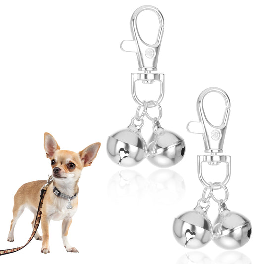 JJUNW 2 Pcs Mini Dog Collar Bells, Cat Bell, Silver Pet Pendant Accessories for Training, Loud Charms for Dogs and Cats