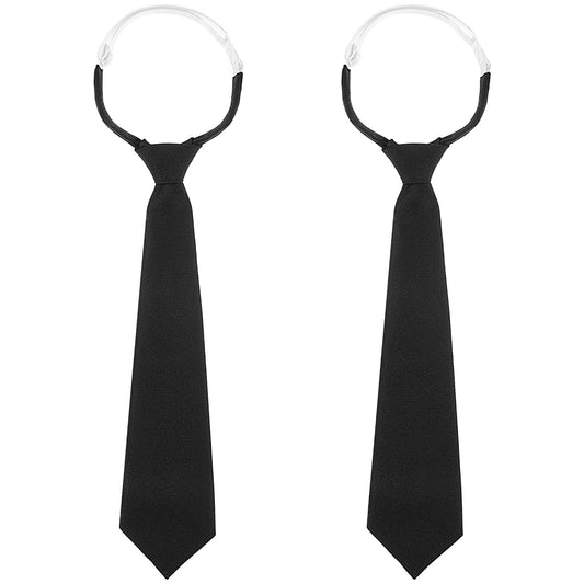 JIEYAO 2 Pcs Black Ties for Women, 13" Pre-Tied Girls/Boys Neckties, Adjustable Uniforms Ties Women Accessory for School (2 Pcs)