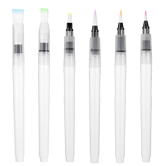 cobee 12 Pcs Refillable Watercolour Brush Pens Set, Refillable Water Brush Pen with Fine Medium Large Tips Water Paint Brushes Watercolor Paint Pen for Watercolour Painting Sketching