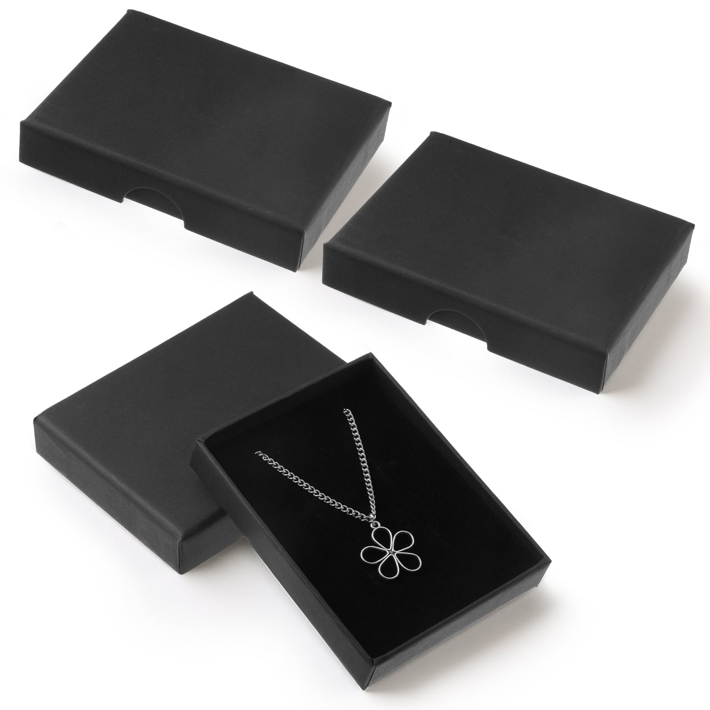 cobee 2 Pack Square Jewelry Boxes, Lids Necklace Boxes, Bracelet Earring Necklace Gift Box for Jewelry Gift Small Pendant Storage Case(black)