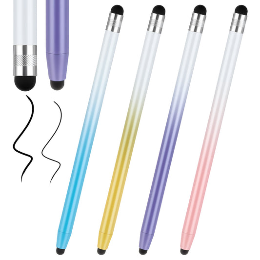 HJZHII 4 Pcs Stylus Pen for Touchscreen, 2-in-1 Tablet Pen High Precision Sensitivity Stylus Pens Compatible with All Capacitive Touch Screen Smartphone Smartwatch Gradient Color Fine Point Multicolor
