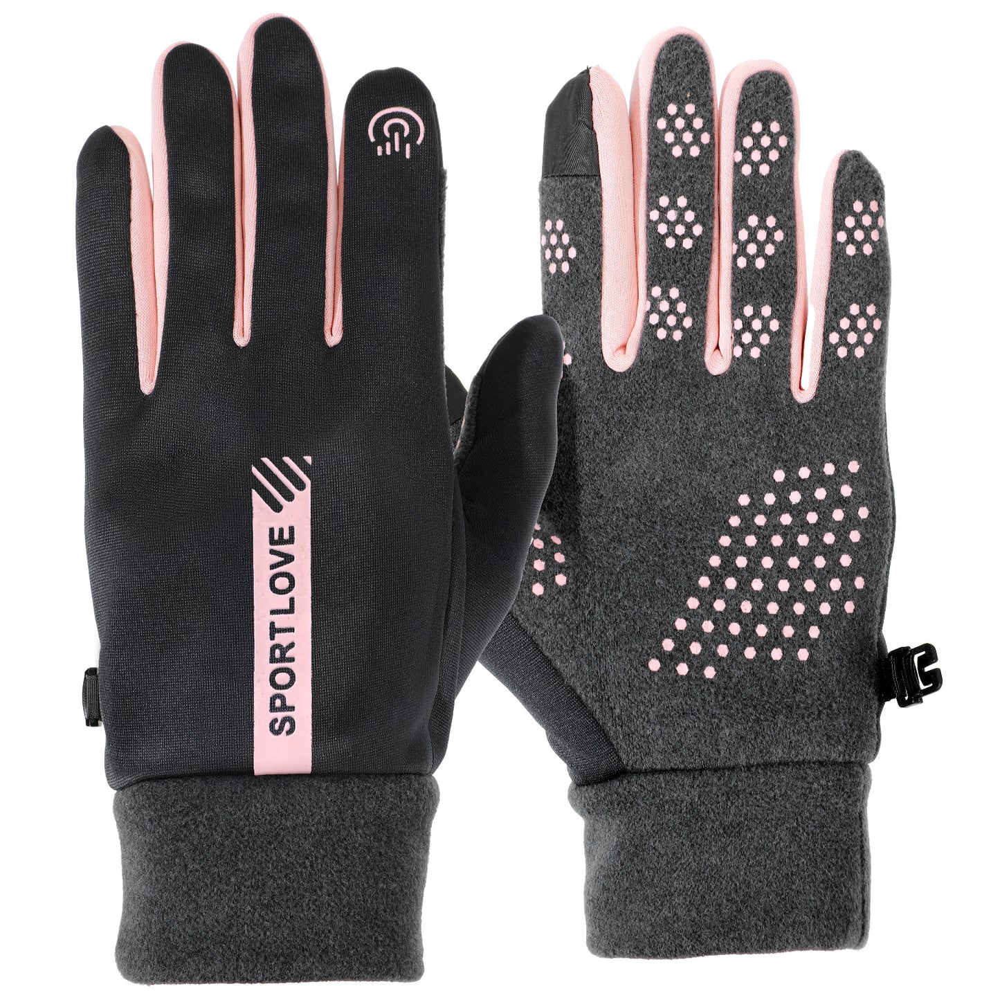 LXUEJIE Winter Gloves Men Women, Touchscreen Gloves with Liner Snow Warm Glove Waterproof Windproof Thermal Glove for Running Hiking Cycling Driving(Grey+Pink)