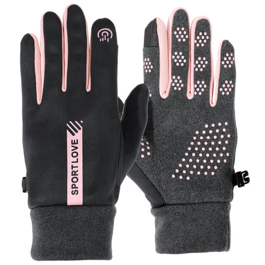 LXUEJIE Winter Gloves Men Women, Touchscreen Gloves with Liner Snow Warm Glove Waterproof Windproof Thermal Glove for Running Hiking Cycling Driving(Grey+Pink)