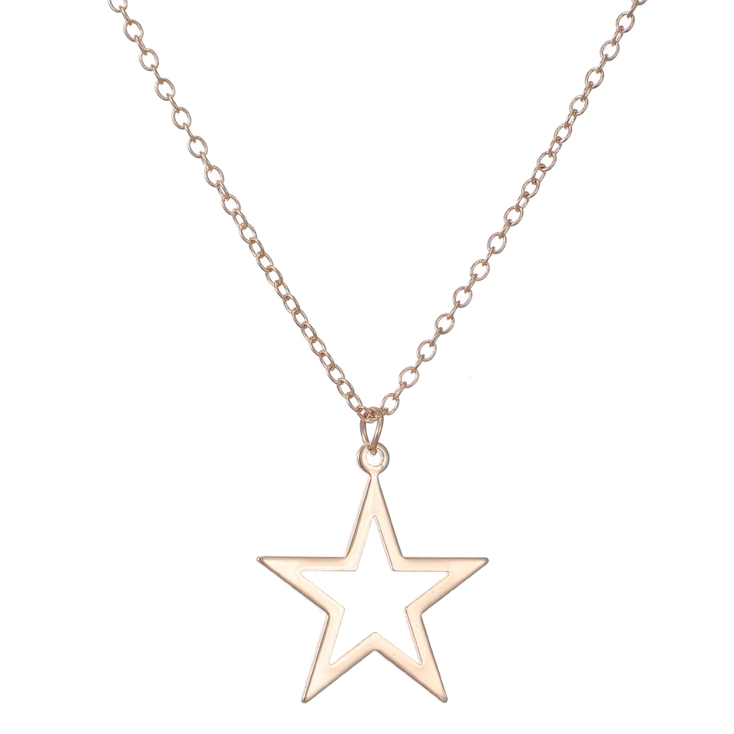 XLIUAX Hollow Star Pendant Necklace, Simple Star Necklace with Box Fashion Stars Choker Necklaces for Men Women(Gold)