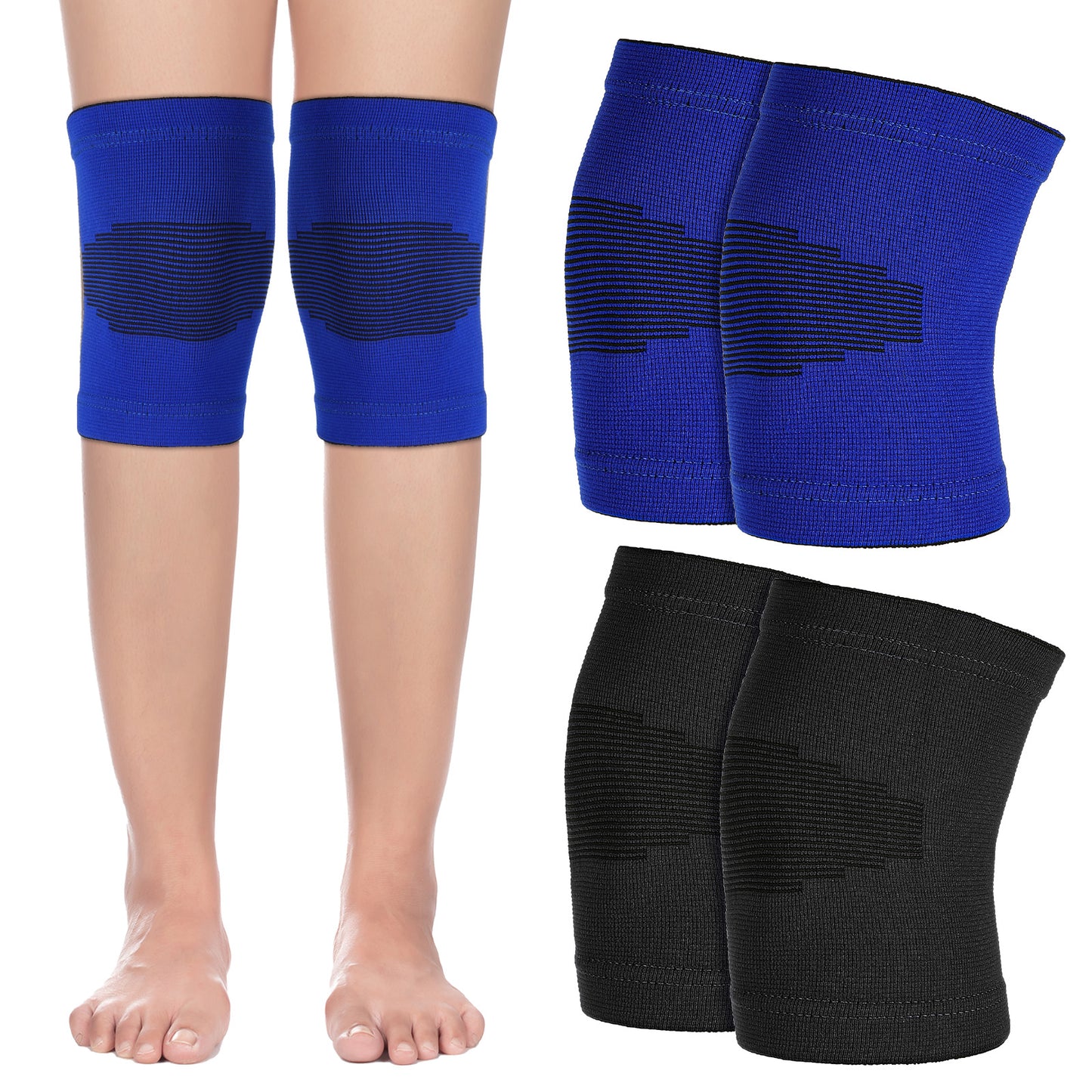 DOPENSPI 2 Pairs Kids Knee Sleeve, Breathable Kids Knees Support Youth Knee Compression Elastic Kid Knees Pads Protectors for Volleyball Basketball Gymnastics Sports