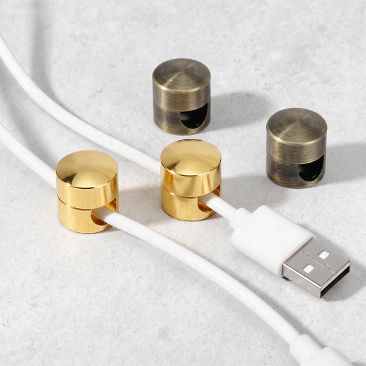 Cable Anchors Desk, 4 Sets Adhesive Phone Charger Holders for Cords Adjustable Wire Organizers, 2 Gold 2 Bronze Cord Management Clips Nightstand Office Swag Hook for Chandelier Ceiling Lights Cable